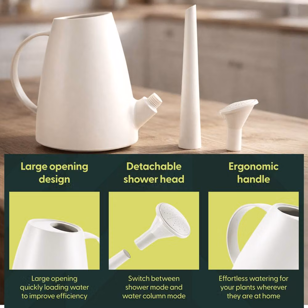 Keplin 1.8L Plastic Watering Can with Sprinkler Rose in White – 4