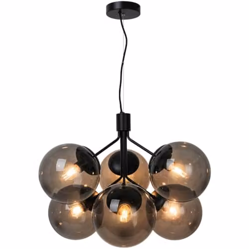 Nordlux Ivona Sphere Pendant Light in Black Glass and Metal with E27 Mains Connection