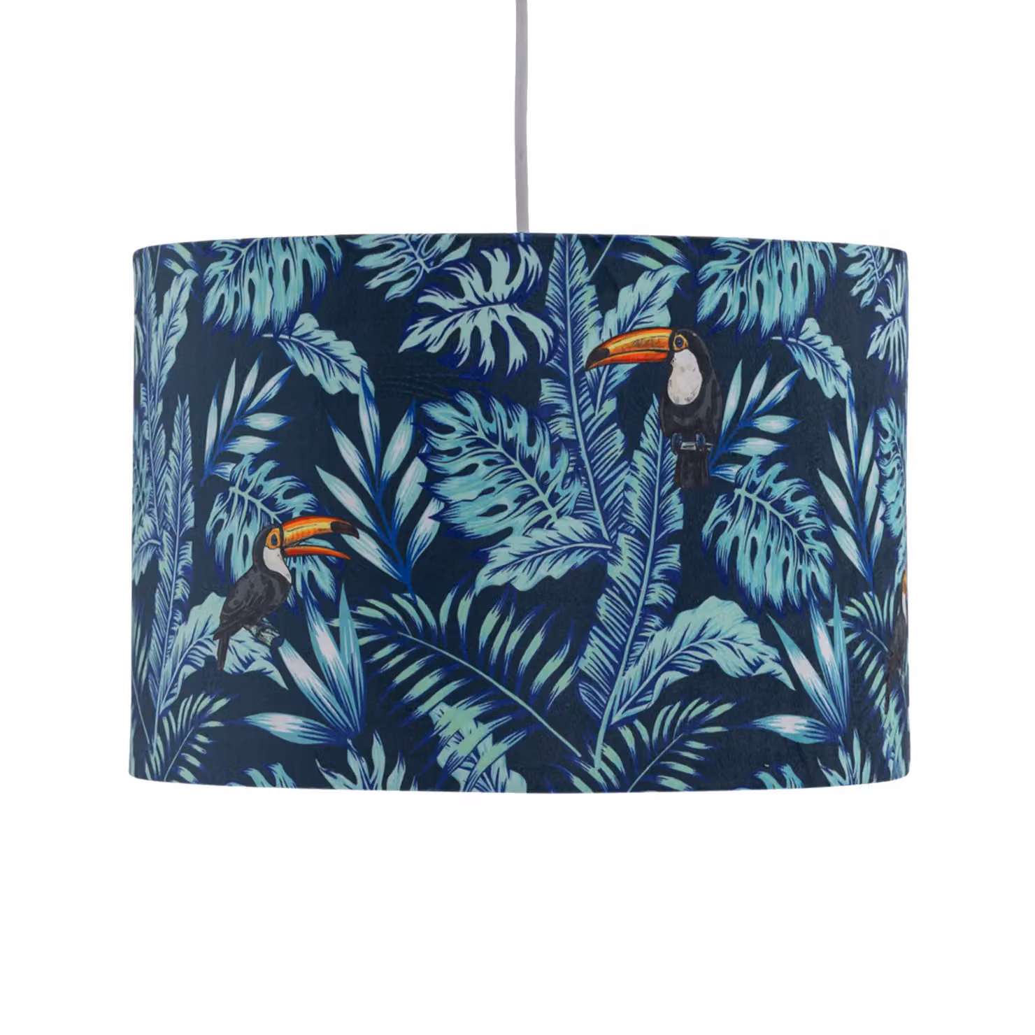 First Choice Lighting Toucan Blue Velvet Fabric Pendant or Table Lamp Shade, Diameter: 30 cm – 2