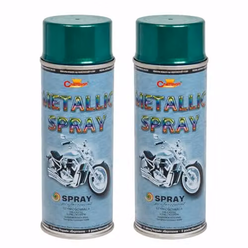 Sola Green Metallic Acrylic Spray Paint, 2 x 400 ml, Satin Gloss Finish for Metal and Wood