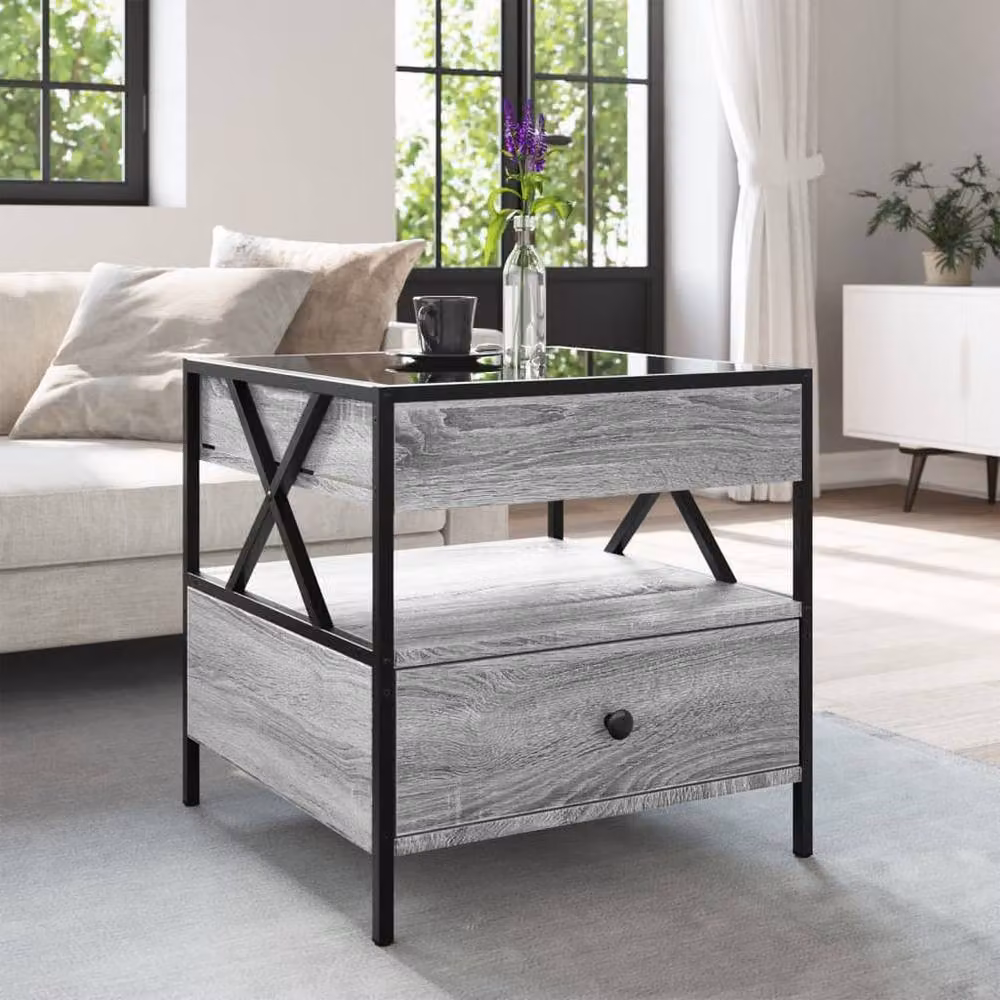 Berkfield Home Infinity LED Decorative Coffee Table in Grey Sonoma, W/D/H: 50 x 50 x 51 cm – 2