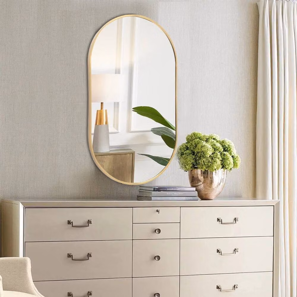 FORGEVIO Modern Gold Oval Wall Mounted Bathroom Vanity Makeup Mirror – 2