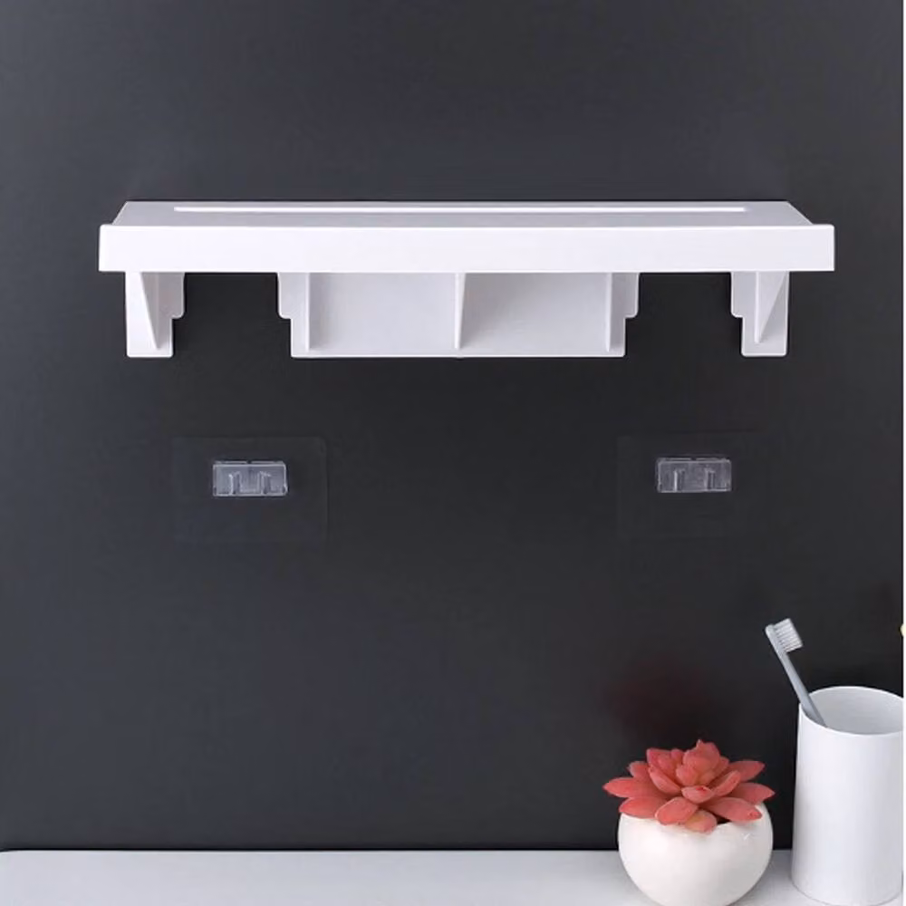 VOGREX White Waterproof Wall Mounted Bathroom Storage Shelf and Shower Basin Rack – 2