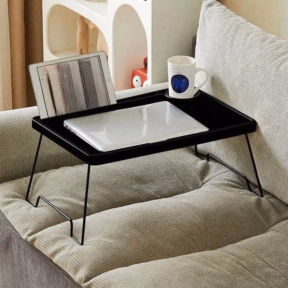 Kelvenix Black Lap Food Coffee Table with Folding Legs and Metal Frame – 3