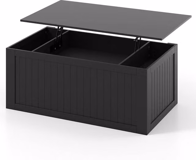 Costway Black Farmhouse Lift Top Coffee Table with Storage Doors