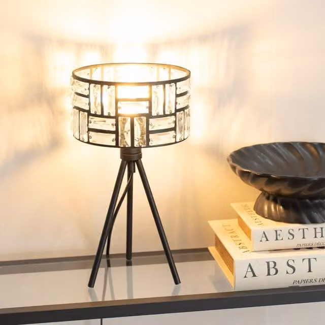 ValueLights Elise Tripod Table Lamp in Black