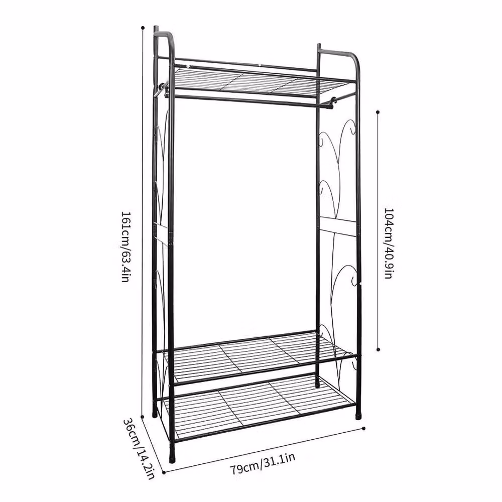 EONLION Heavy Duty Metal Clothes Rail Rack in Matt Black, W/D/H: 50 x 50 x 161 cm – 2