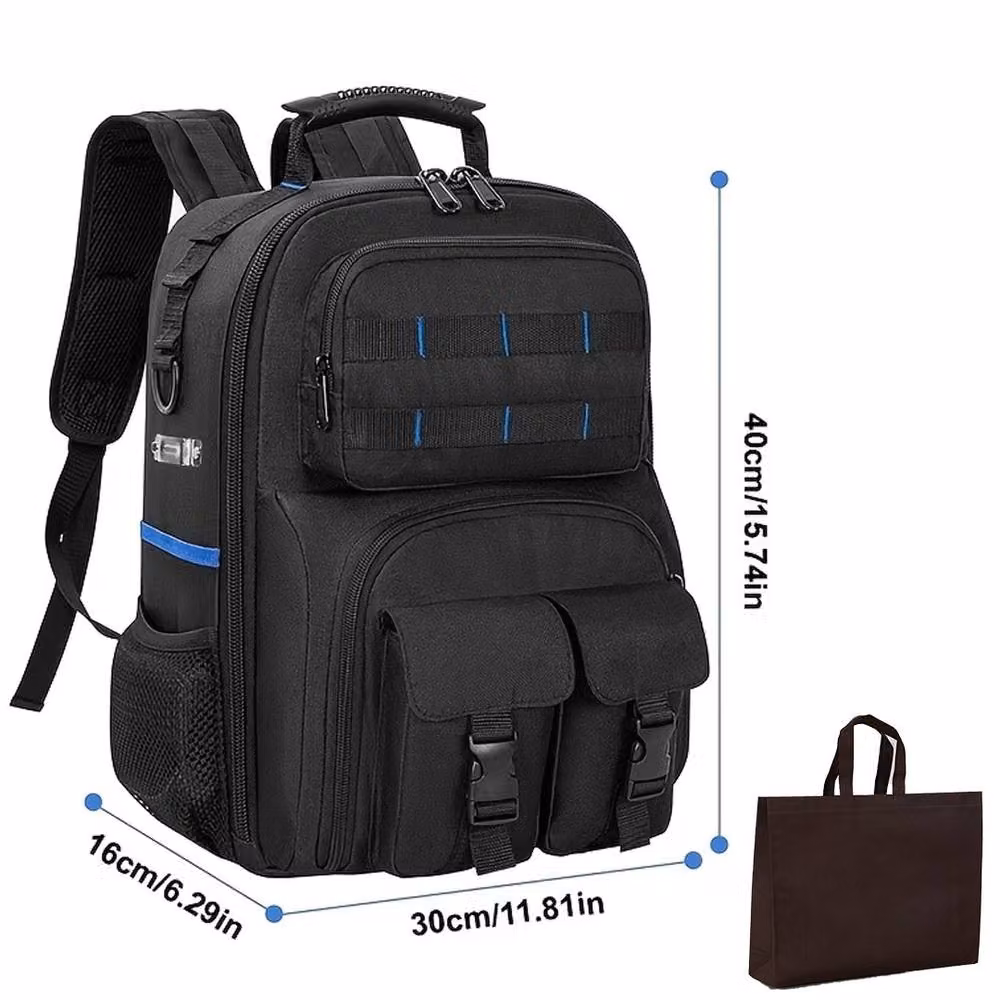 Ventryn Black Large Capacity Tool Storage Backpack W/D/H: 40.0 x 30.0 x 16.0 cm – 2