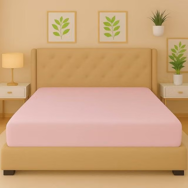 Homes-Linen Pink Flannelette Fitted Sheet, 100% Brushed Cotton, W/D/H: 120 x 200 x 25 cm