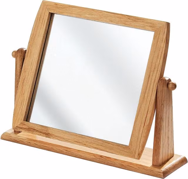 Essentials by Premier Square Wooden Tabletop Swivel Mirror in Brown