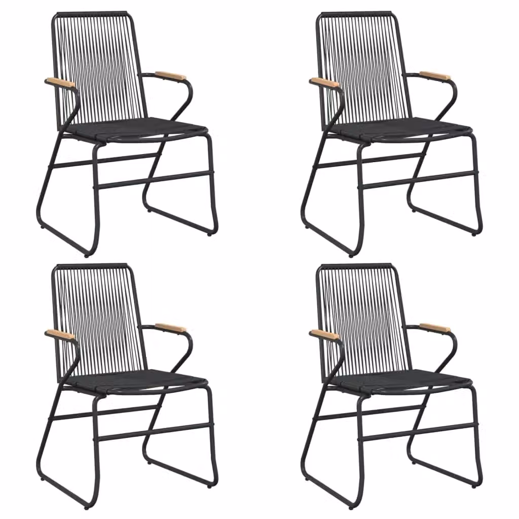 Berkfield Home 5 Piece Modern Garden Dining Set in Black PVC Rattan and Steel with Glass Top – 3