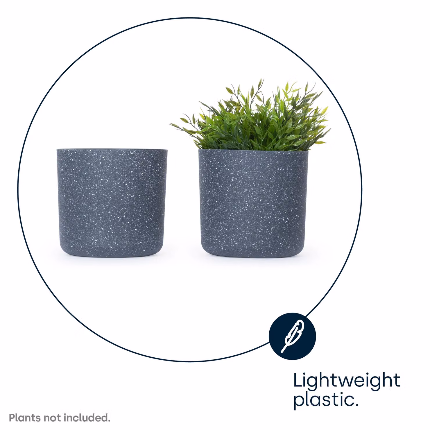 LIVIVO Grey Round Plastic Plant Pot with Sandstone Effect, Diameter: 18 cm – 5