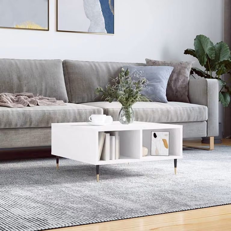 Berkfield Home White Decorative Square Coffee Table, W/D/H: 60 x 60 x 30 cm