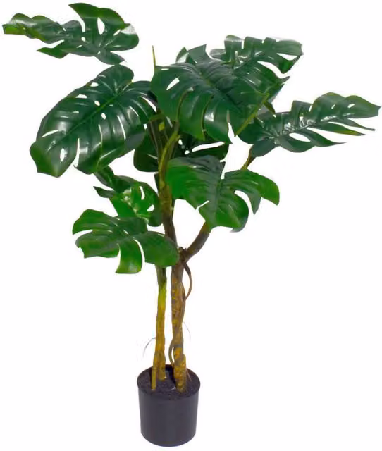 Realistic Artificial Monstera Cheese Plant in Green with Potted Tabletop Design