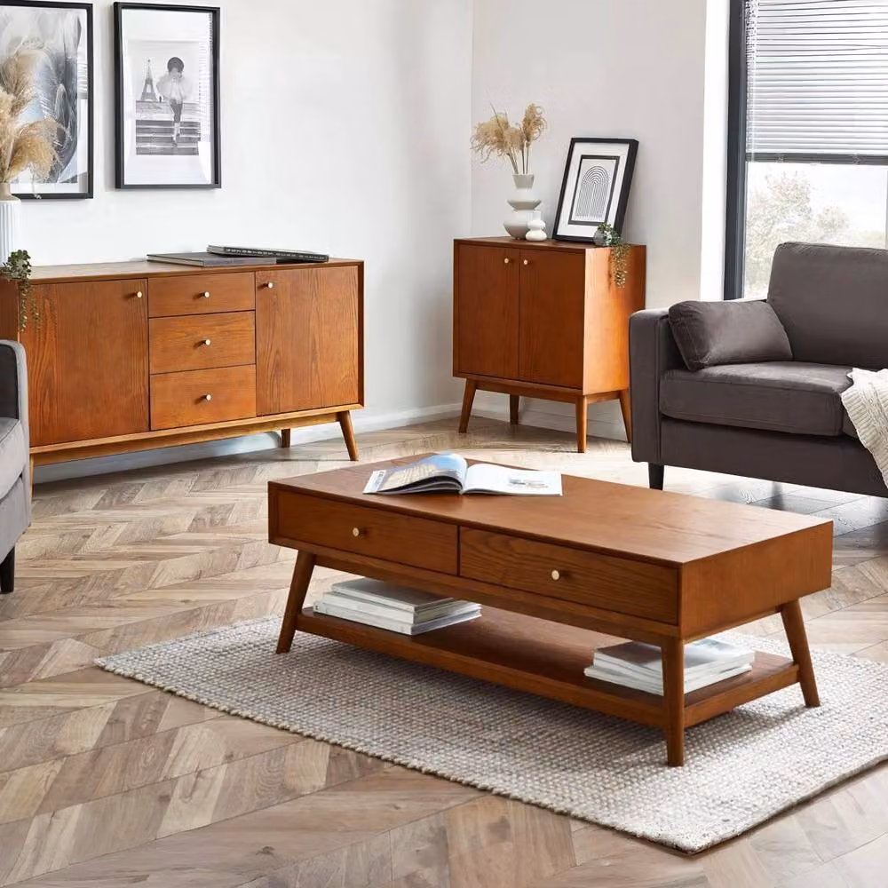 Cheshire Macrae Modern 2 Drawer Coffee Table in Light Oak Ash Wood – 5
