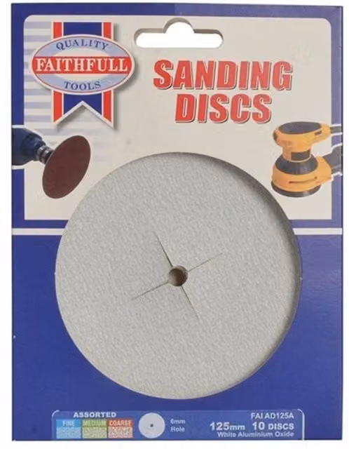 Faithfull Multicolour Paper Sanding Discs for Wood and Metal, Diameter: 125 mm
