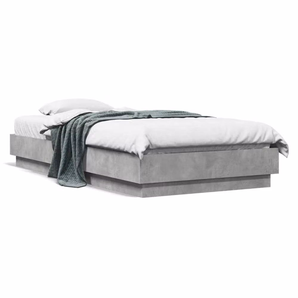 Berkfield Home Durable Upholstered Bed Frame with Under-Bed LED Lighting, Grey, W/D/H: 80 x 190 cm – 2