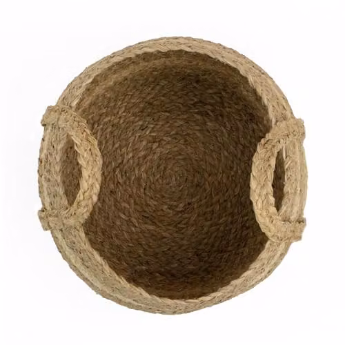 JVL Palma Natural Belly Storage Basket with Handles in Sand and Beige, W/D/H: 27.0 x 24.0 x 27.0 cm – 3