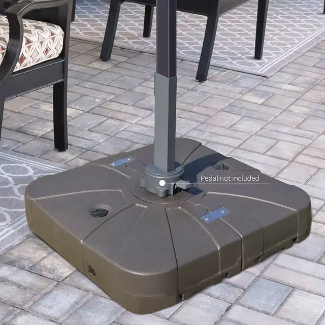 Outsunny Brown Square Parasol Base with Wheels