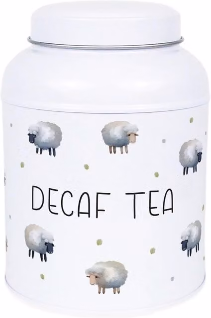 Purely Home Spring Sheep Small Metal Storage Canister with Domed Lid in White