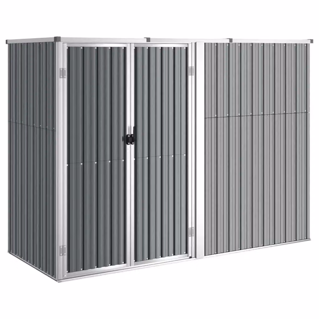 Berkfield Home Garden Tool Shed in Grey Galvanised Steel, W/D/H: 225 x 89 x 161 cm – 2