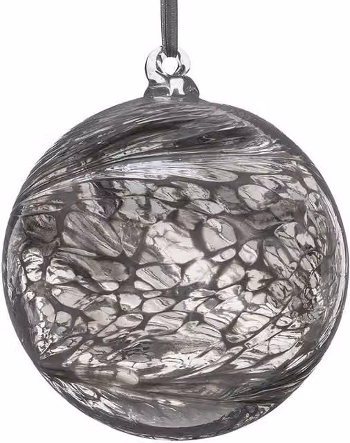 Sienna Glass Silver Christening Friendship Ball Bauble, Diameter: 10 cm – 1
