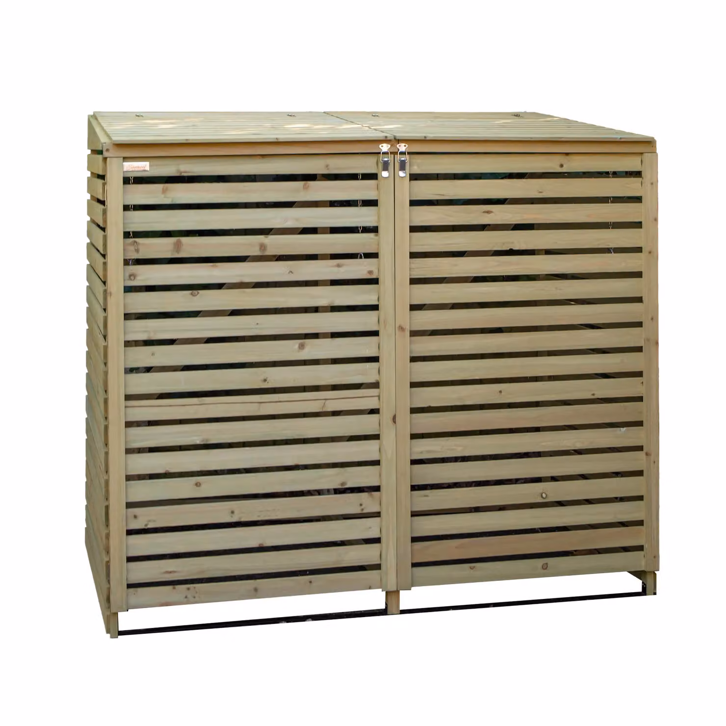 Samuel Alexander Brown Wooden Double Wheelie Bin Store for 2 Bins, W/D/H: 134 x 122 x 79 cm – 4