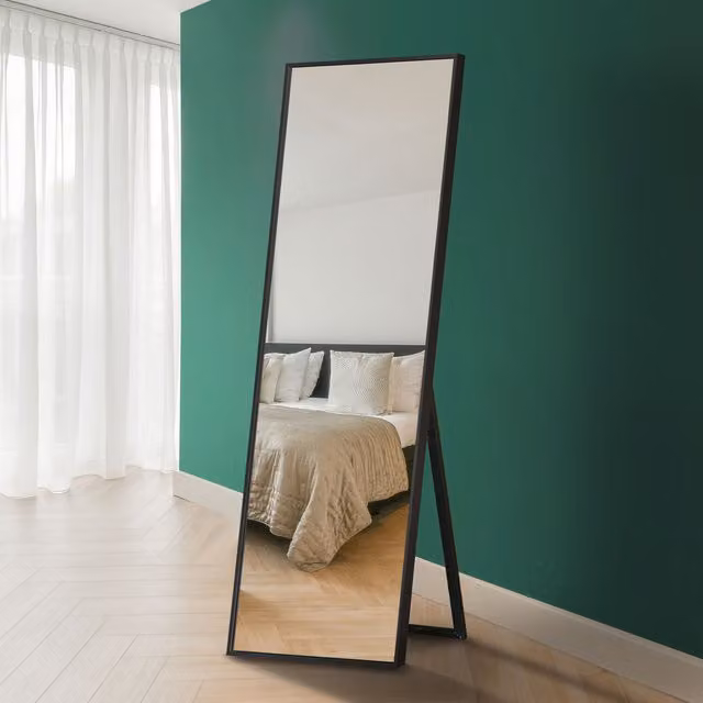 MirrorOutlet Artus Black Aluminium Edged Freestanding Cheval Mirror