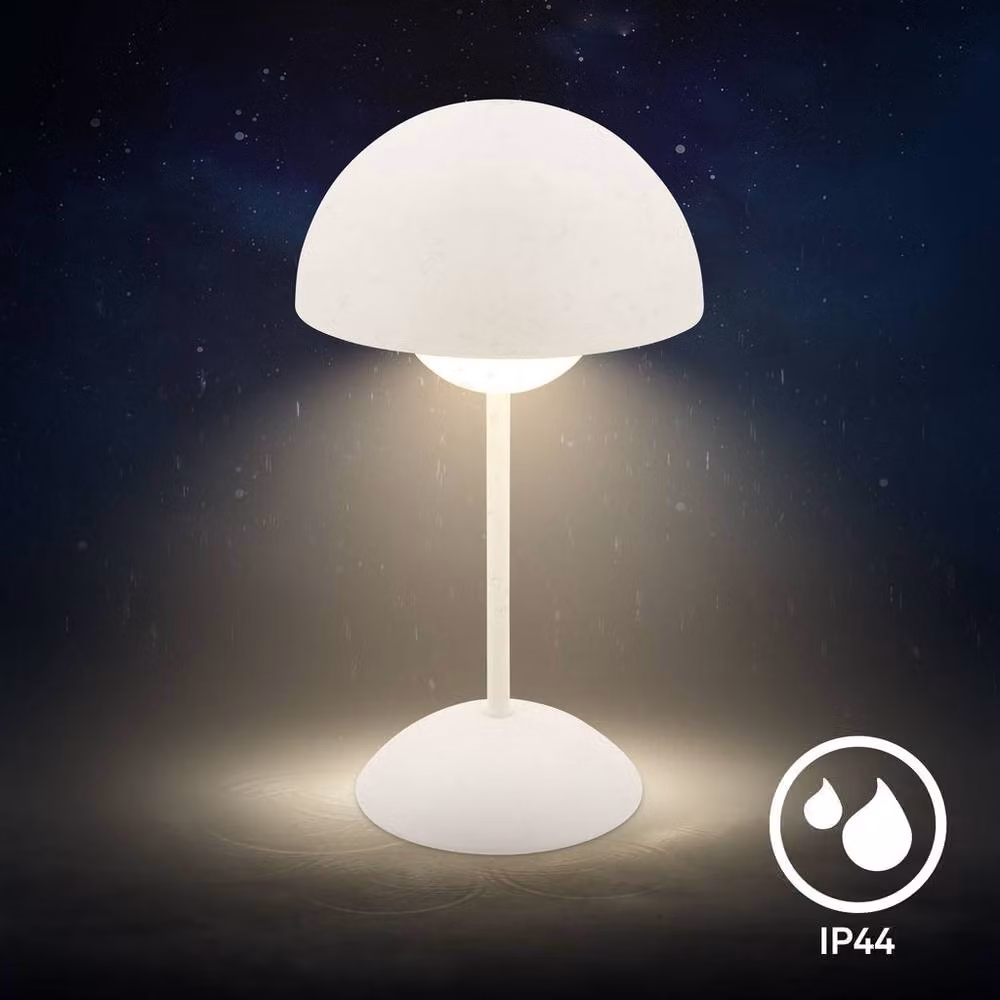 Briloner White Rechargeable LED Sphere Table Lamp with Dimmable Warm White Light – 6