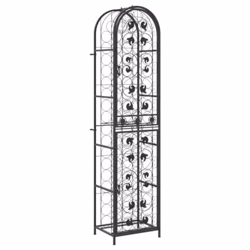 vidaXL Wrought Iron Wine Rack for 73 Bottles, Black, W/D/H: 45 x 36 x 200 cm