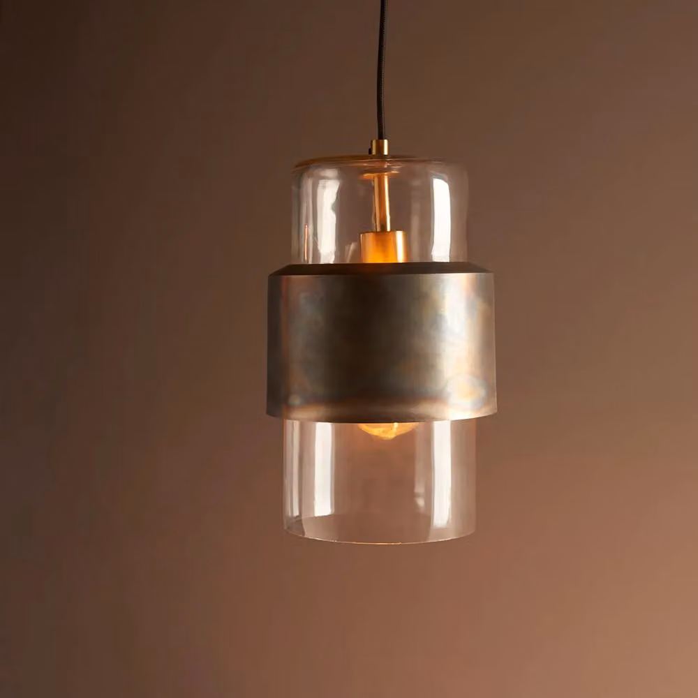 Loops Bronze Hanging Ceiling Pendant Light with Transparent Glass Shade – 3