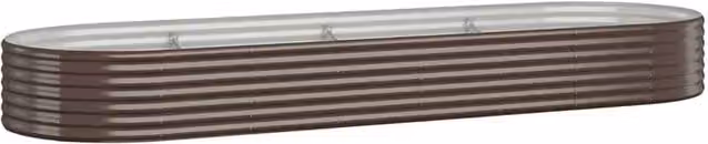 Berkfield Home Garden Brown Powder-coated Steel Raised Bed W: 322 cm, D: 100 cm, H: 36 cm