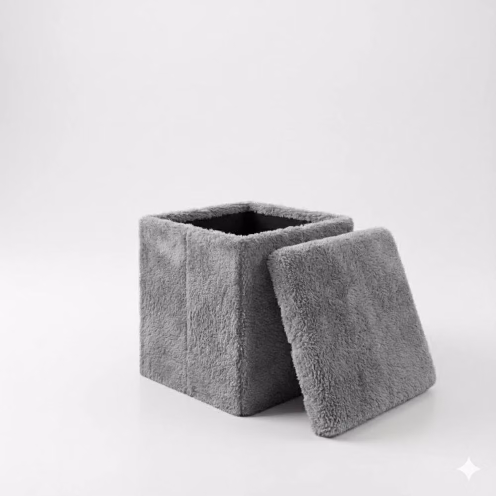 Snug City Teddy Soft Square Storage Box with Lid in Silver and Grey – 2