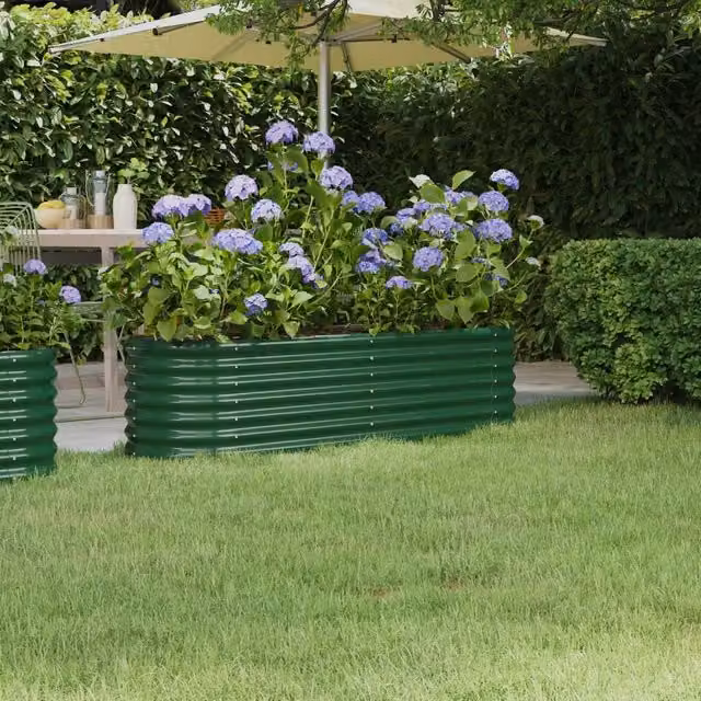 Berkfield Home Garden Raised Bed in Green Powder-coated Steel, W/D/H: 152 x 40 x 36 cm – 1