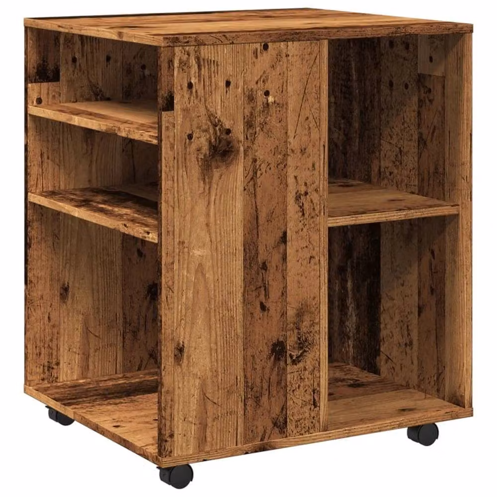 EONLION Rolling Cabinet in Brown Old Wood with Castors, W/D/H: 60 x 53 x 72 cm – 3