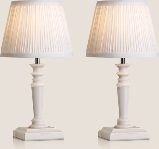 Laura Ashley Tate Set of 2 White Wooden Table Lamps