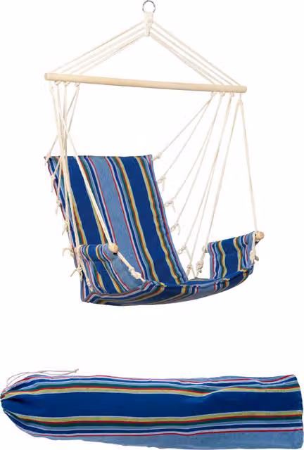 Amazonas Palau Ocean Blue Striped Maritime Fabric Garden Chair with Armrests and Birch Wood Frame