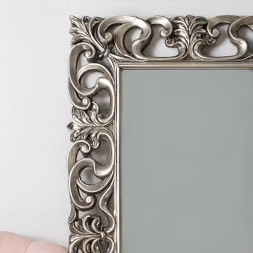Melody Maison Large Baroque-style Silver Rectangular Wall/Floor Mirror W/H: 90 x 168 cm – 2
