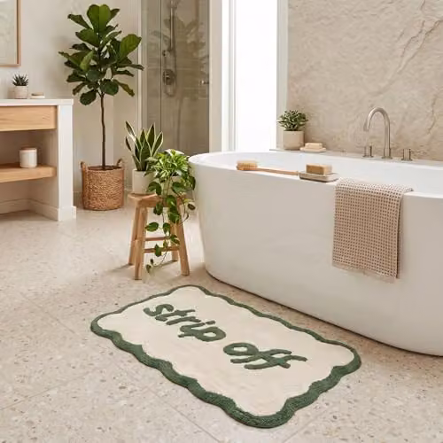 Mooky Mats Strip Off Scalloped Non-Slip Bath Mat in Green, W: 50 cm x D: 80 cm – 2