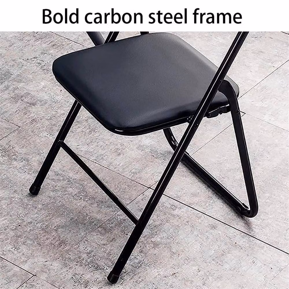 Nordara Black Padded Faux Leather Folding Chairs W/D/H: 40 x 40 x 79 cm – 3