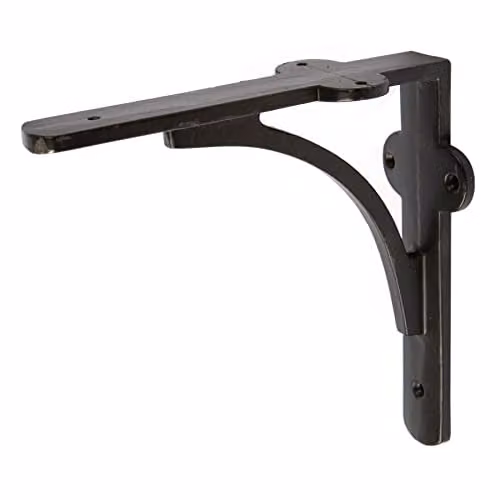 Hammer and Tongs Curved Iron Shelf Bracket in Matt Black, D150mm – 1