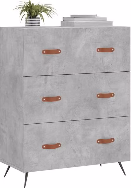 Berkfield Home Classic Chest of Drawers in Concrete Grey, W/D/H: 69.5 x 34 x 90 cm