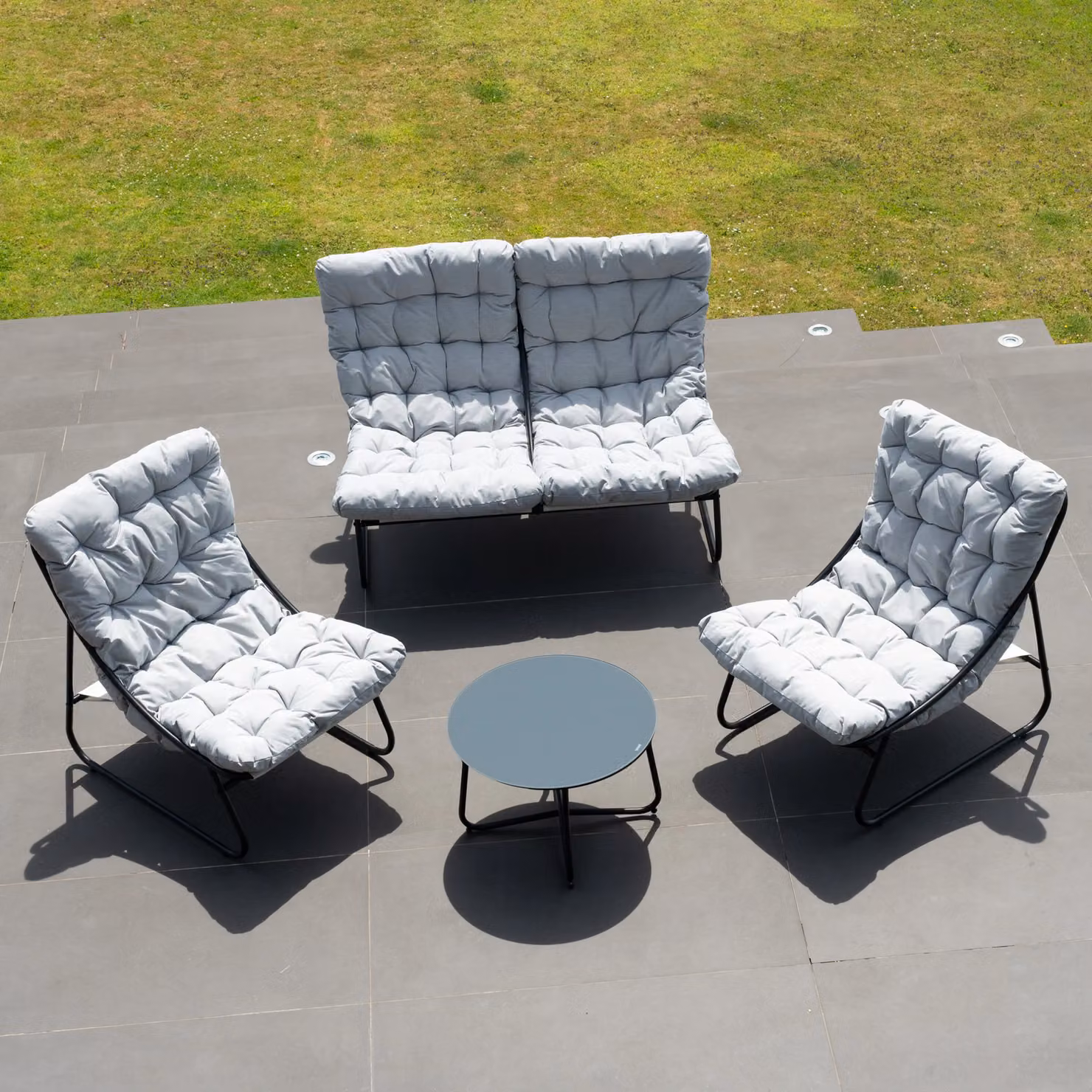 Artemis Home Aregno Modern Metal Outdoor Seating Set in Grey and Black – 2