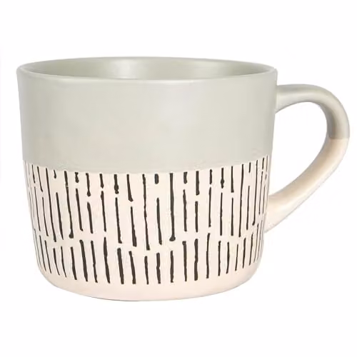 Nicola Spring Grey Dipped Dash Ceramic Stoneware Coffee Mug, 475ml – 1