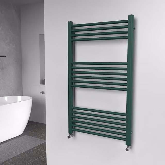 Lux Heat Coloured Steel Towel Radiator in British Racing Green, W: 60 cm, H: 100 cm