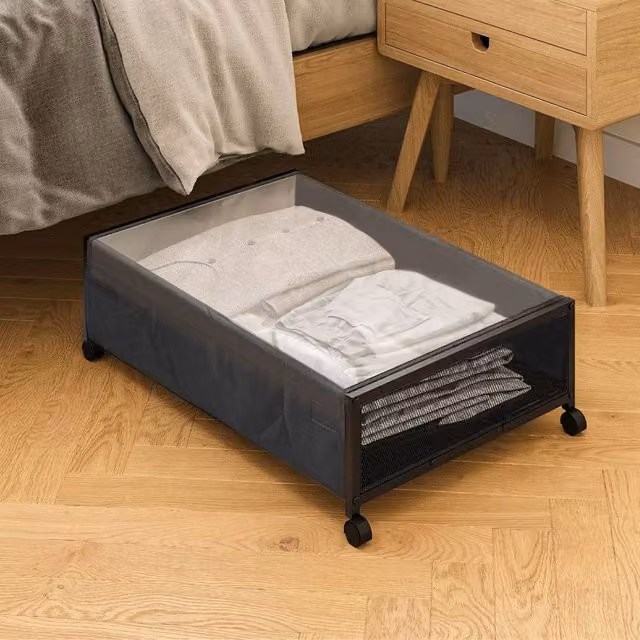 Living and Home Under Bed Storage Container with Wheels in Black – 1