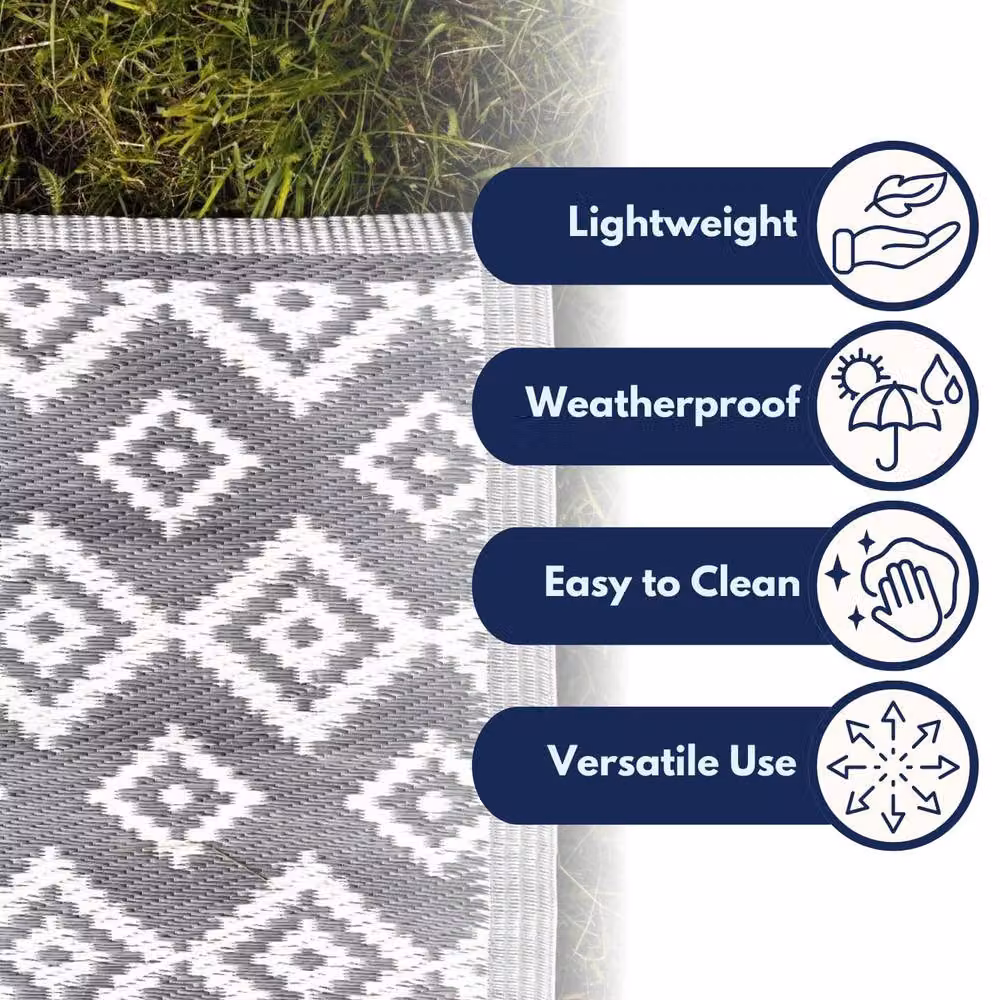 Marco Paul Shiraz Slate Grey Geometric Outdoor Alfresco Rug, W/D/H: 210 x 150 cm – 3