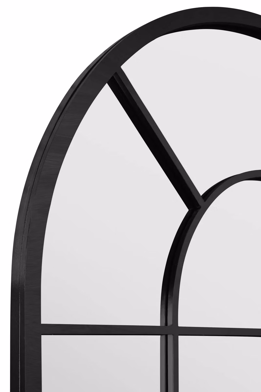 MirrorOutlet The Arcus Black Framed Arched Window Leaner/Wall Mirror H: 180 cm, W: 85 cm – 3