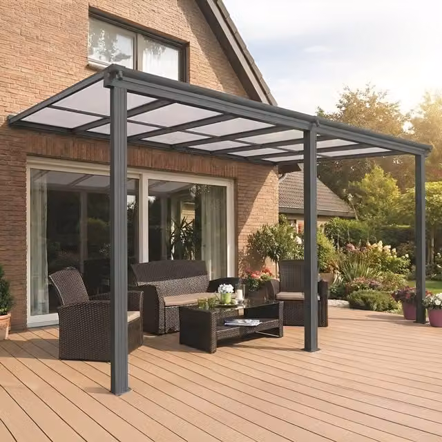 Primrose Large Garden Veranda and Canopy in Anthracite Grey and White