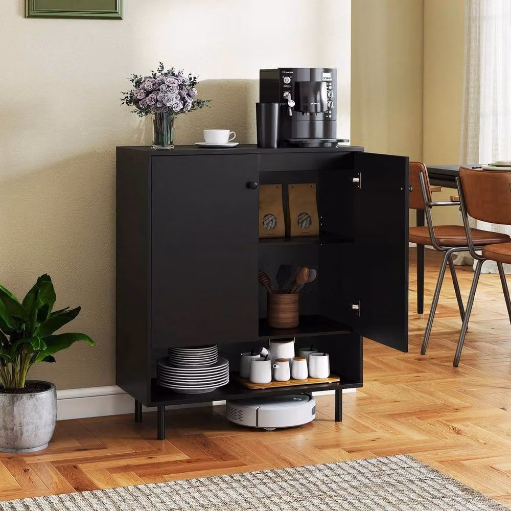 KORVIXA Modern 2-Door Metal Kitchen Storage Cabinet in Matt Black, W: 70 cm, H: 75 cm – 3
